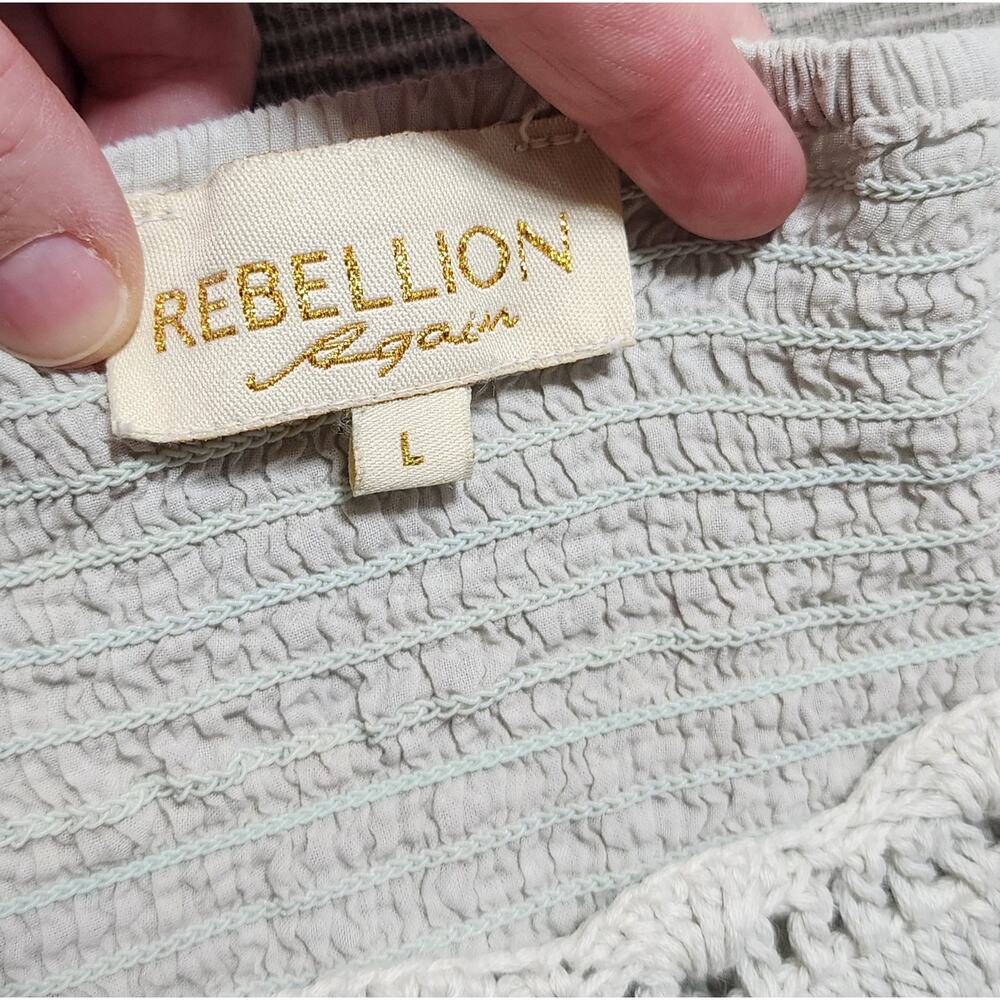 Rebellion Again Crochet Boho Peplum Blouse Women’s Large Cottagecore - Picture 4 of 13
